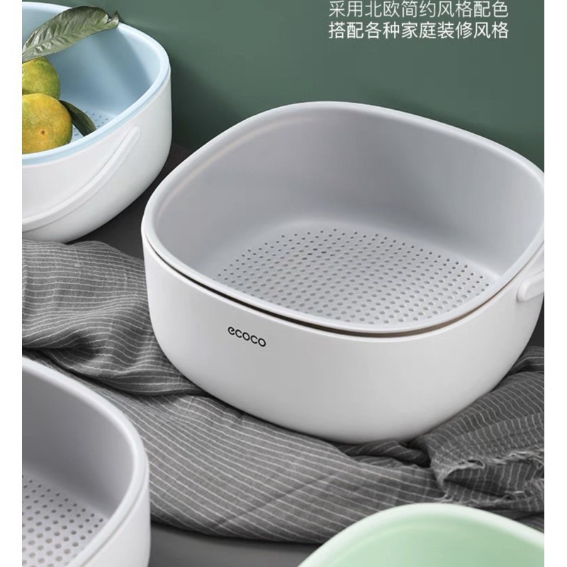 Bộ chậu rổ 2 lớp có quai xách đa năng Ecoco