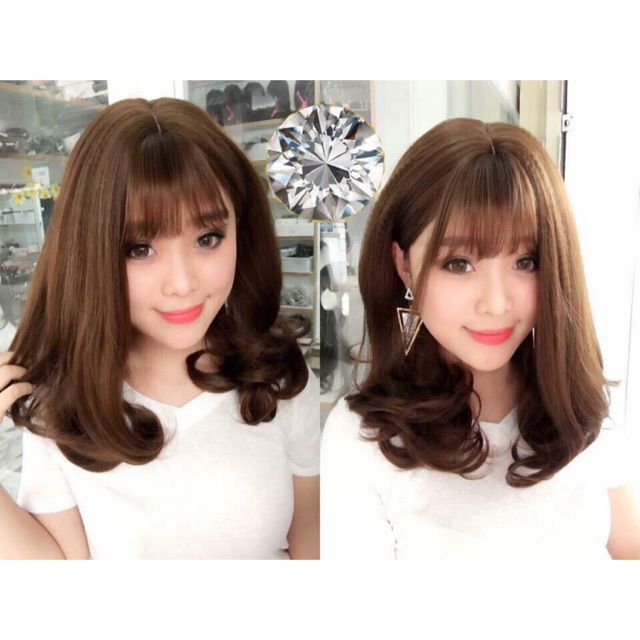 Tóc giả nguyên đầu xoăn ngắn bấm phồng chân tóc 😘❤️ FREESHIP❤️ tóc giả xoăn ngắn 1804