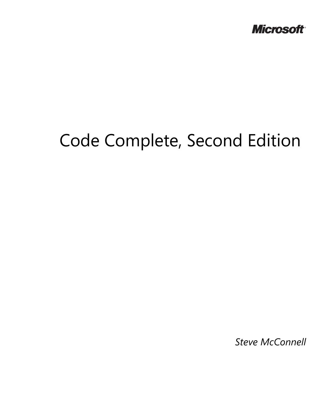 Code Complete A Practical Handbook of Software Construction