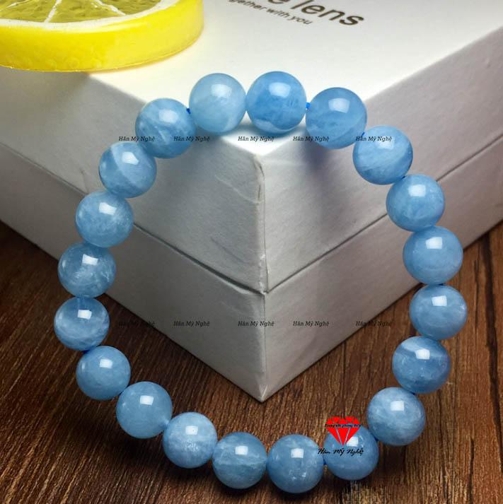 Vòng tay đá aquamarine 12li [handmade[ tự nhiên- chuẩn A Hanmynghe