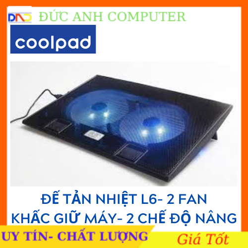 Tản Nhiệt Laptop Đế Tản Nhiệt Laptop COOLING PAD L6 Siêu Mát 2 Quạt Cổng