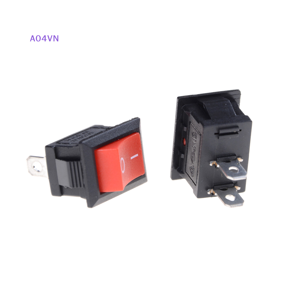 Huwobei3792797 10 chiếc công tắc bật tắt màu đỏ kcd1-101 2 chân công tắc giống thuyền 6a 250v 15*21mm