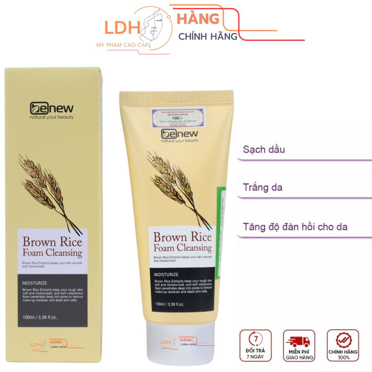 Sữa rửa mặt tinh chất gạo sạch nhờn giảm mụn Benew Hàn Quốc 100ml