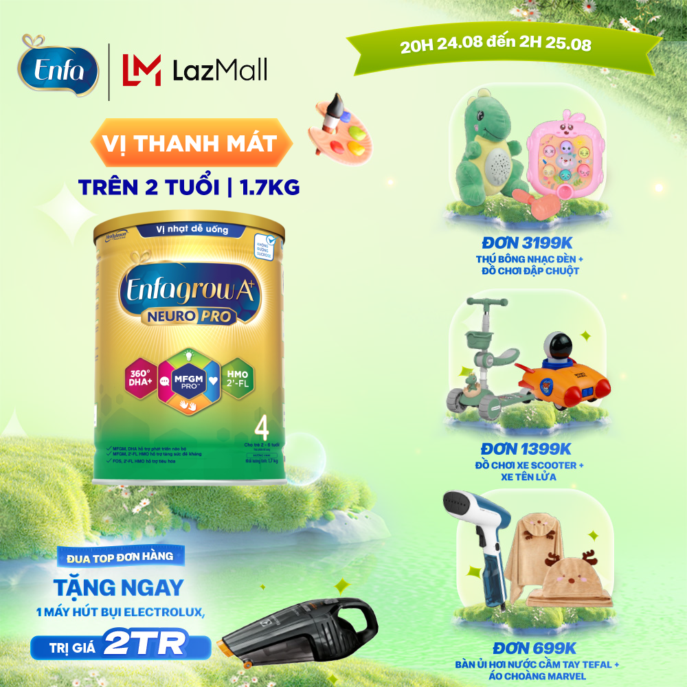 (CHỈ 20H 24.8-29.8 QUÀ TẶNG ĐH 699K - SLCH) Sữa Bột Enfagrow A+ Neuropro 4 Với 2’-FL HMO Cho Trẻ Từ 2 – 6 Tuổi – 1.7kg