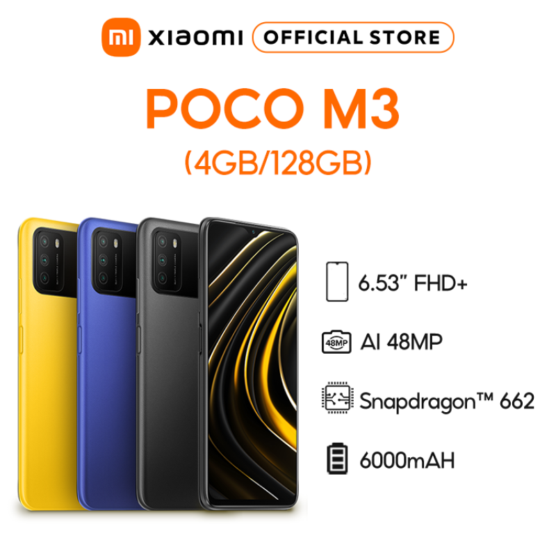 [Trả góp 0%]Điện thoại POCO M3 4GB/64GB | 4GB/128GB - Chip Snapdragon 662 Màn hình 6.53 Pin 6000mAH Sạc nhanh 18W Camera sau 48MP Android 10 MIUI 12 - BH Chính hãng 18 tháng