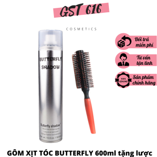 Gôm xịt tóc tạo kiểu nam nữ siêu cứng butterfly shadow 600ml chính hãng tặng kèm lược tròn thumbnail