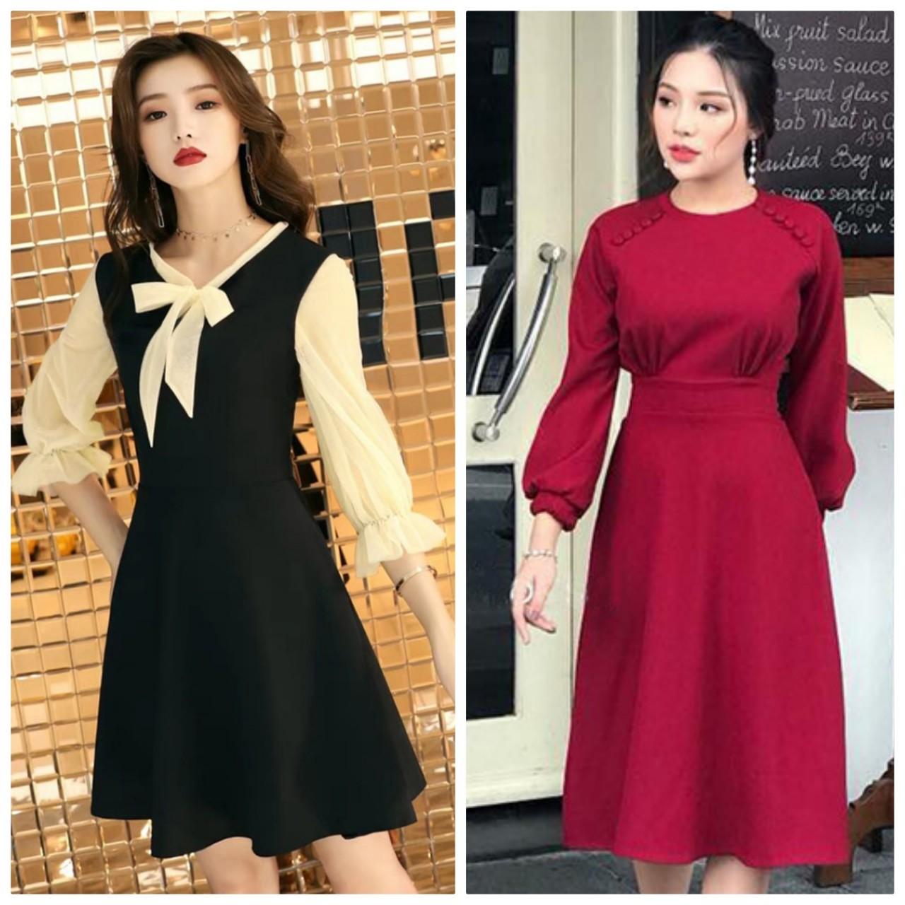 Đầm dáng dài dự tiệc tay dài phối nút beyeu1688 - by3285