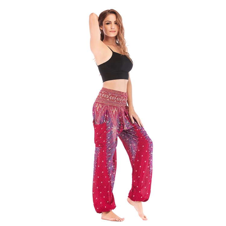Quần boho/harem màu Đỏ đô H00112
