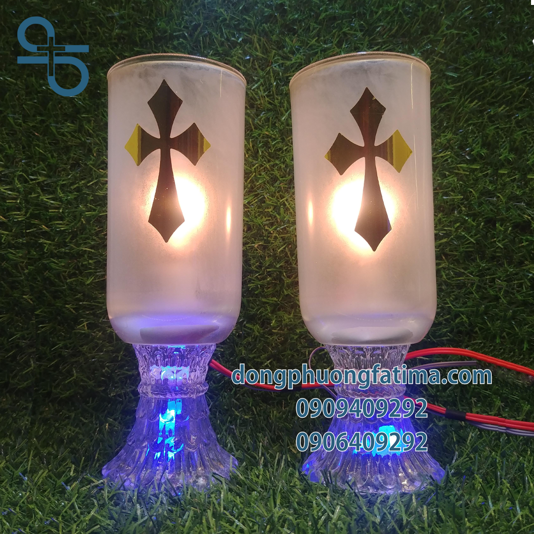 Đèn Bàn Thờ -2 CÂY LY ĐÈN ĐIỆN K8 (18CM) (Điện 220V)