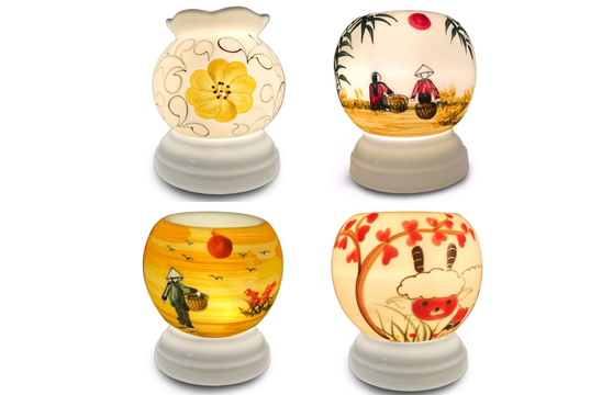 Đèn Xông Tinh Dầu Gốm Sứ Bát Tràng Nhiều Họa Tiết