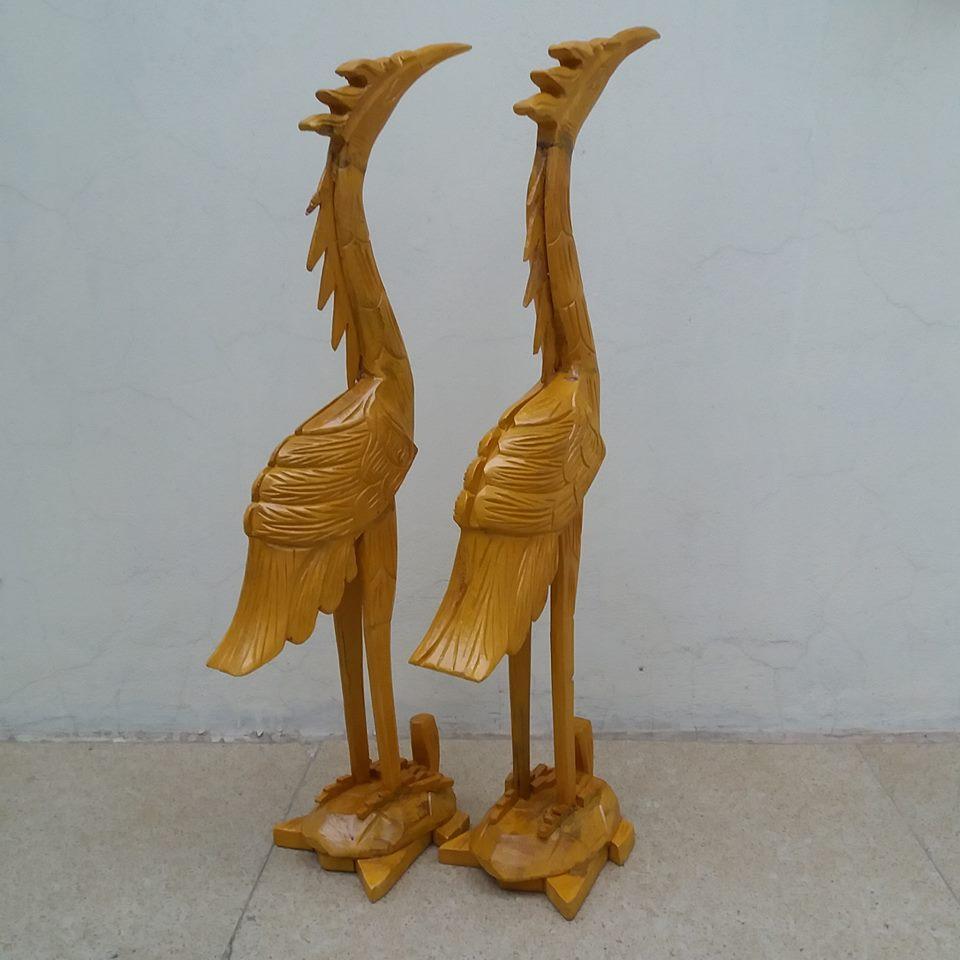 hạc thờ gỗ mít kích thước cao 61