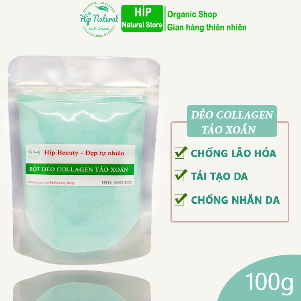 Bột mặt nạ dẻo collagen tảo xoắn Nhật Bản, mặt nạ dẻo collagen tảo xoắn dưỡng da 100GR