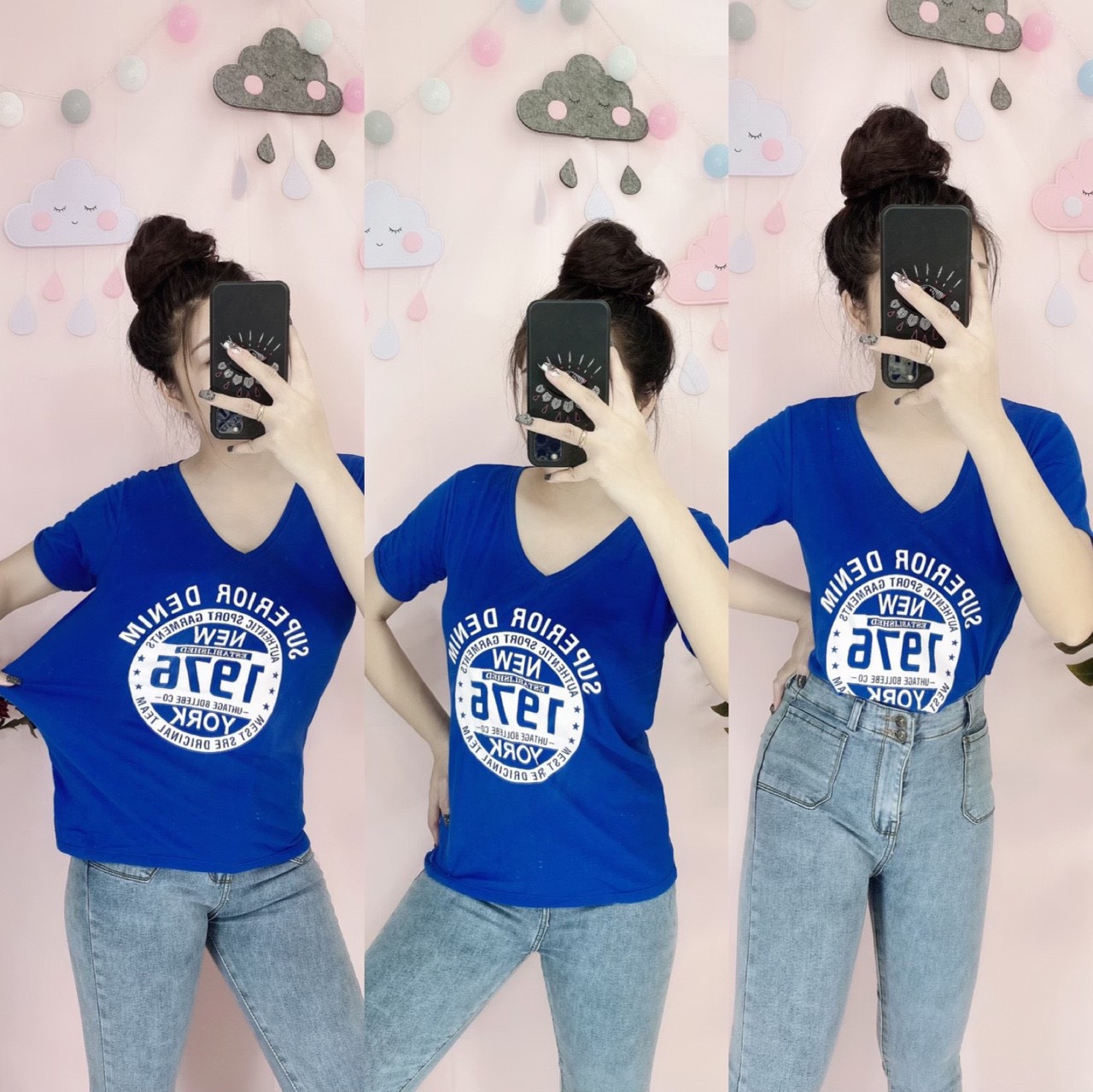 Áo thun giấy cổ TIM in 1976 nhẹ và mát TTSLA0110