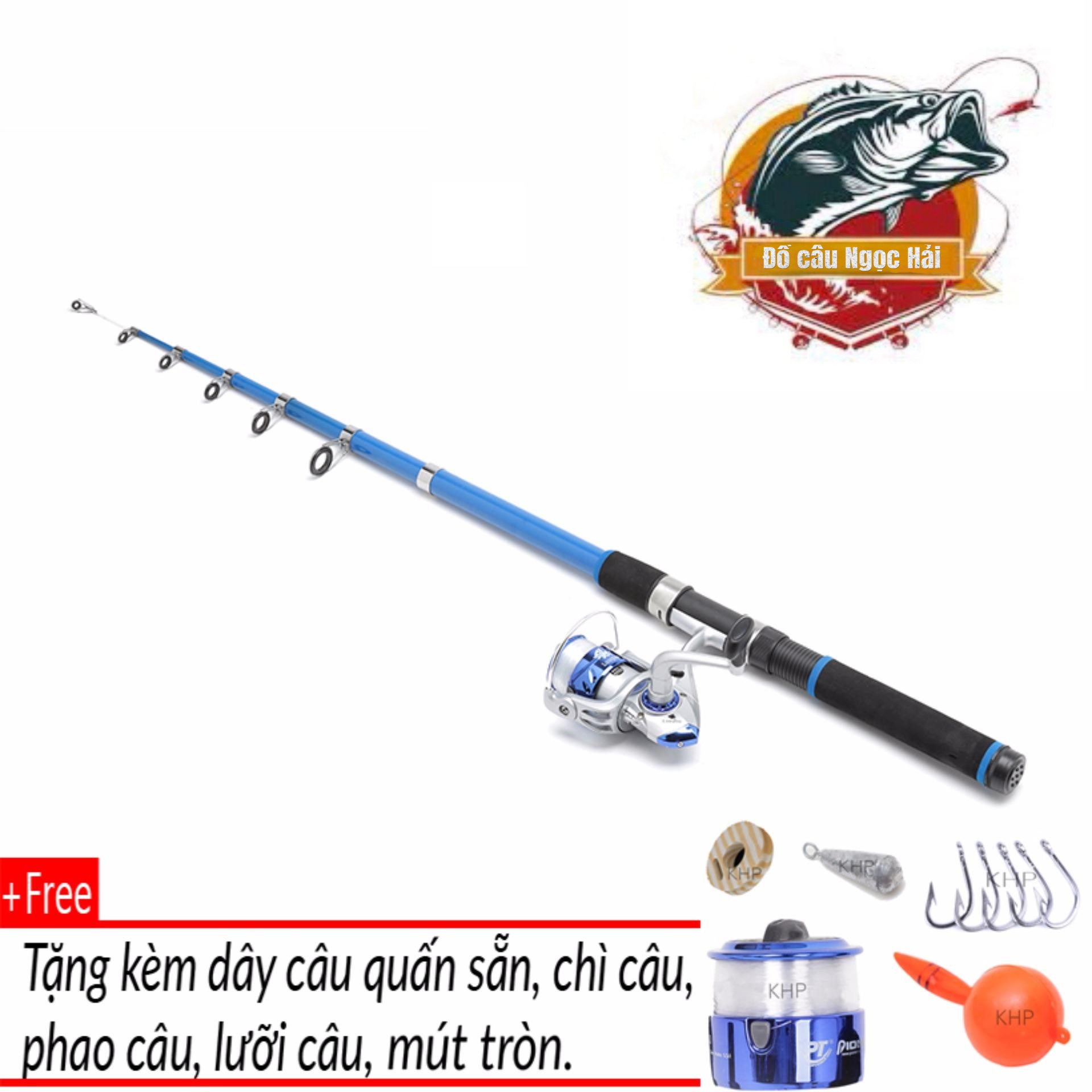 Bộ cần câu khp blue 3m + tặng kèm 5 phụ kiện