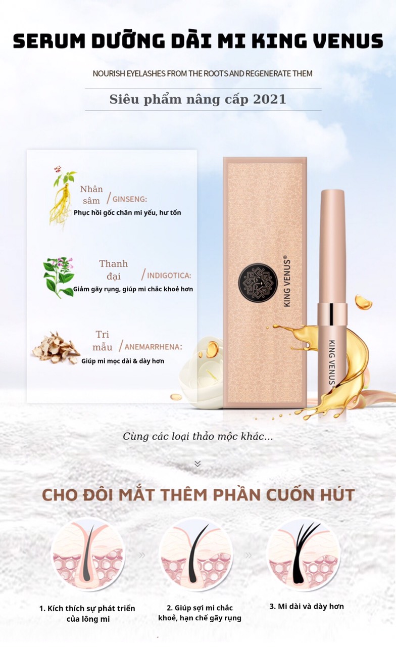 [Chính hãng] Combo Siêu Tiết Kiệm KING VENUS [Serum kích mọc tóc zzVENUS + Dưỡng mi KING VENUS (zz VENUS)]