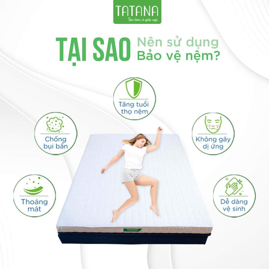 Tấm Bảo Vệ Nệm Cao Cấp Tatana, Chống Vi Khuẩn, Bụi Bẩn Bám Vào Nệm