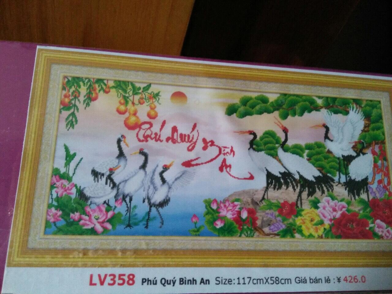 Tranh đính đá chúc phú quý bình an_lv358_117*58 cm