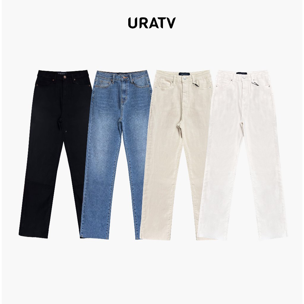 Quần jeans ống đứng basic trơn line cắt URATV