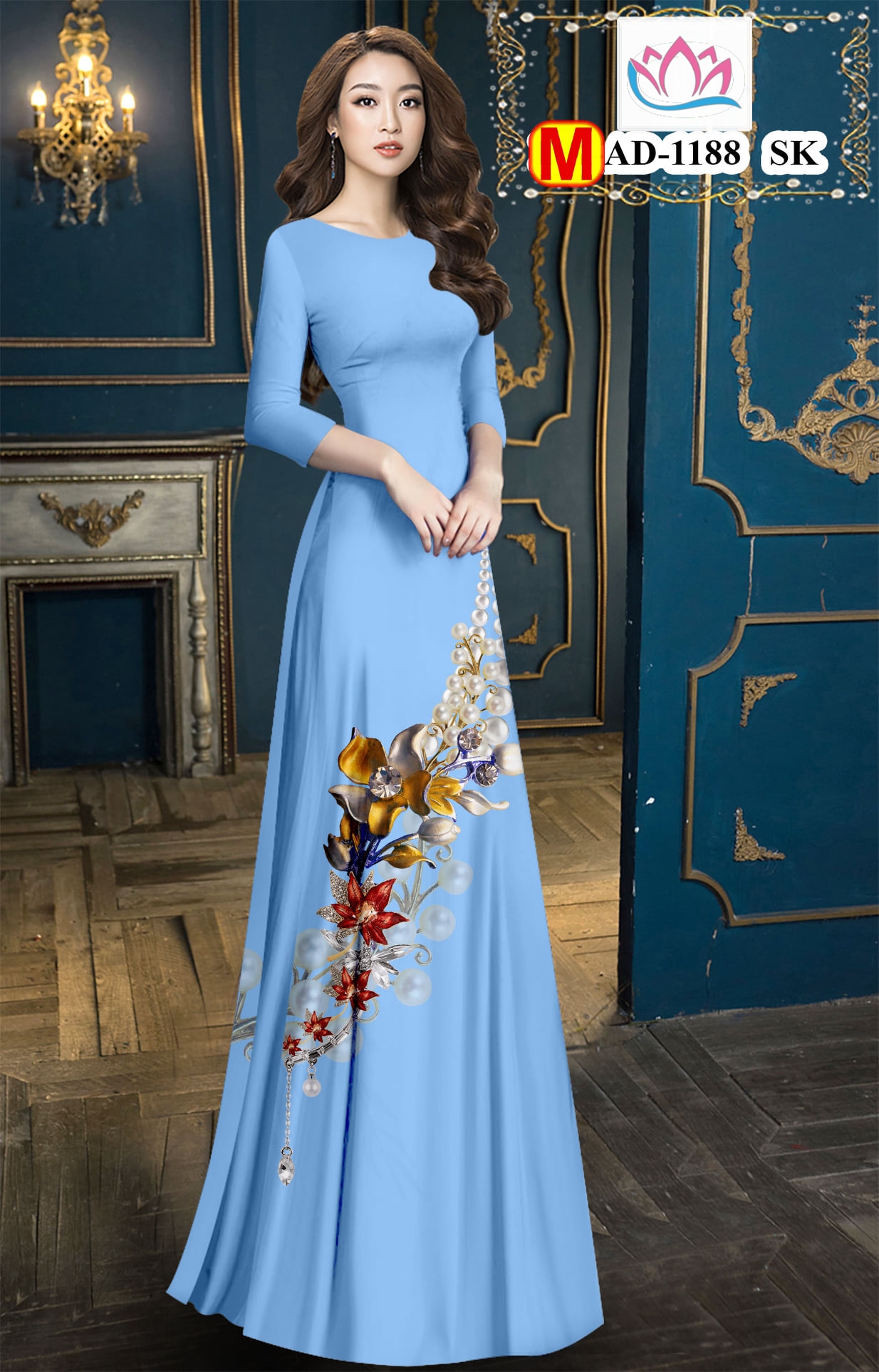 [HCM]Vải áo dài màu xanh da trời - Z SK166