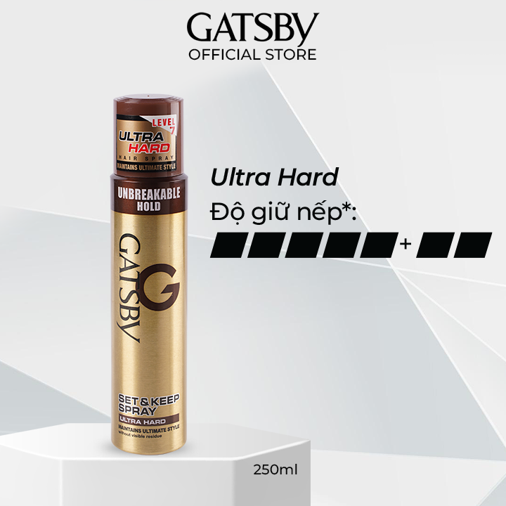 Gôm xịt tạo kiểu tóc GATSBY SET & KEEP SPRAY ULTRA HARD 250ml