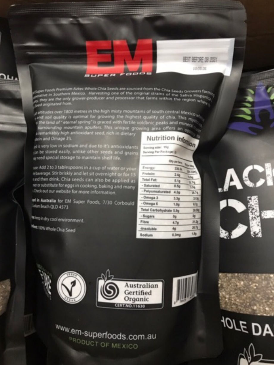 Black chia 500g Úc