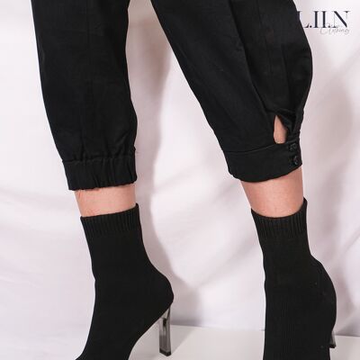 Quần kaki nữ màu đen bo gấu cá tính LIIN Clothing Q3231
