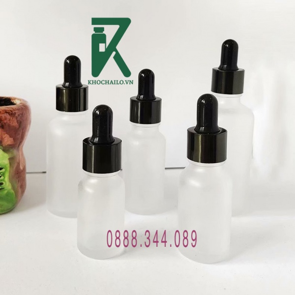 Chai thuỷ tinh tinh dầu serum mờ khoen đen bóp đen ống thuỷ tinh 5ml,10ml,20ml,30ml,50ml,100ml