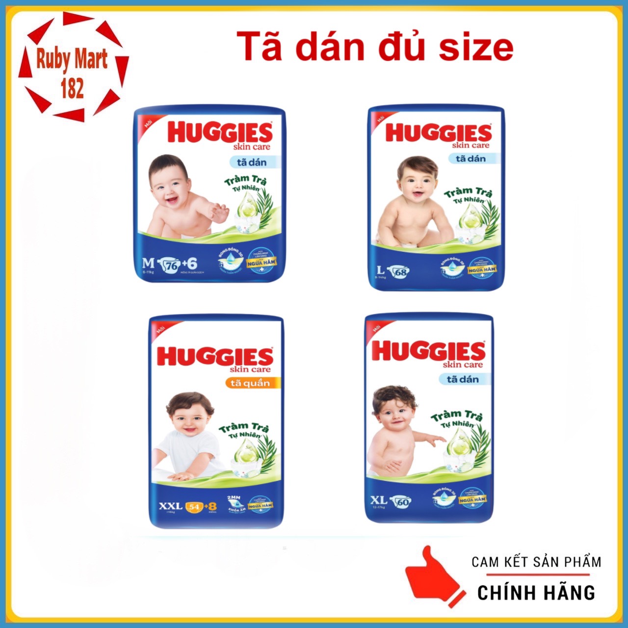 Tã dán Huggies size S80/M76/L68/XL60/XXL54