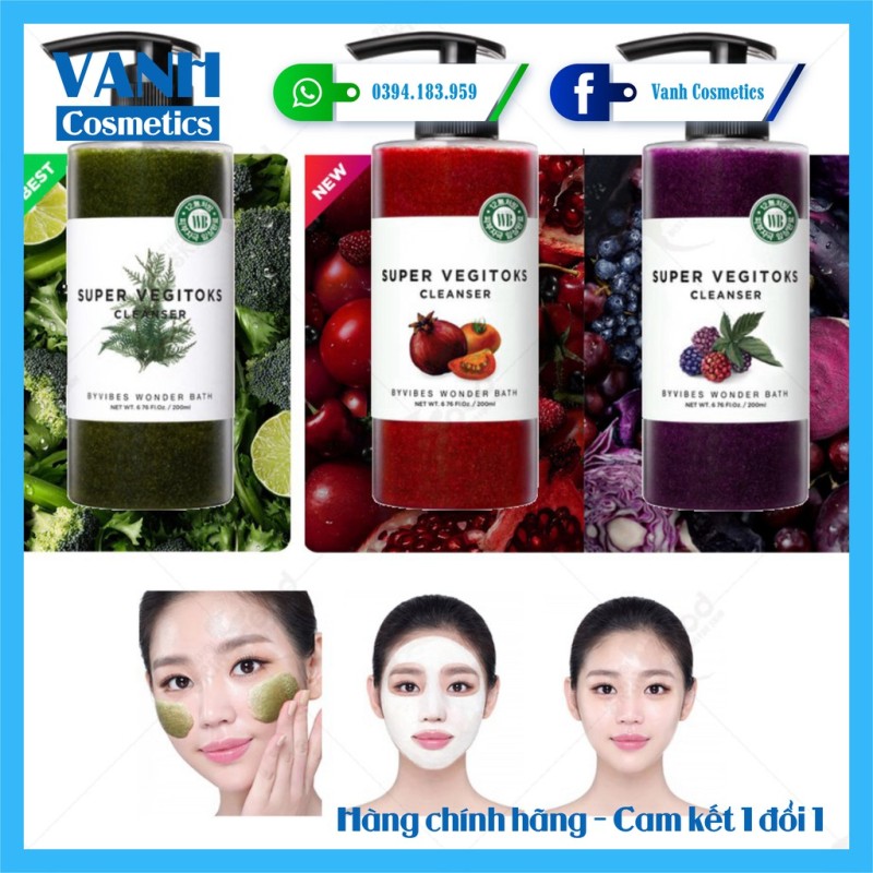 Sữa rửa mặt thải độc rau củ Super Vegitoks Cleanser 300ml - Vanh Cosmetics