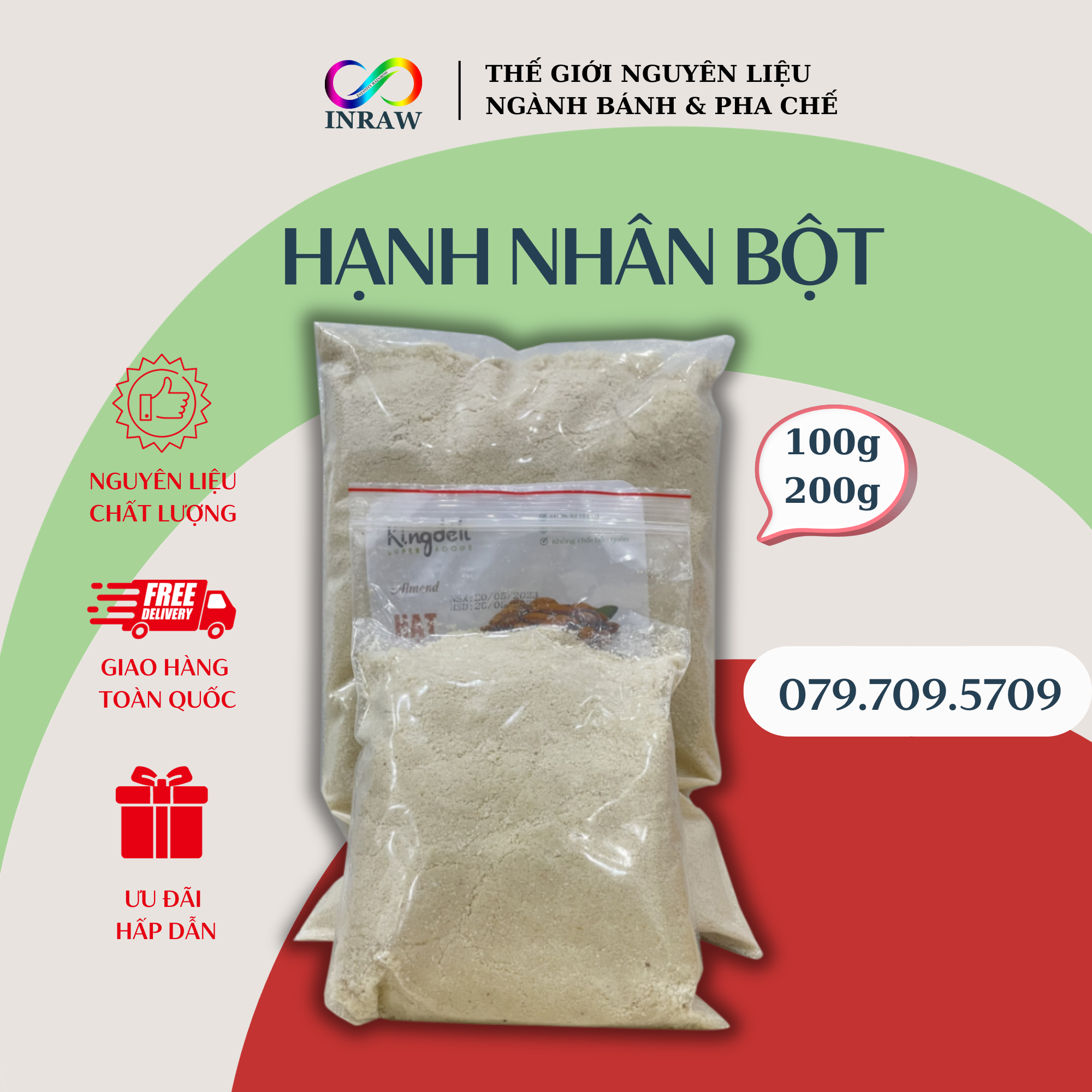 Hạnh Nhân Bột Xuất Xứ Mỹ Chiết Lẻ 200g / 100g