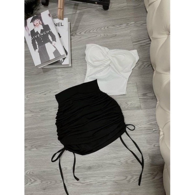 Áo ống croptop xoắn nơ ngực
