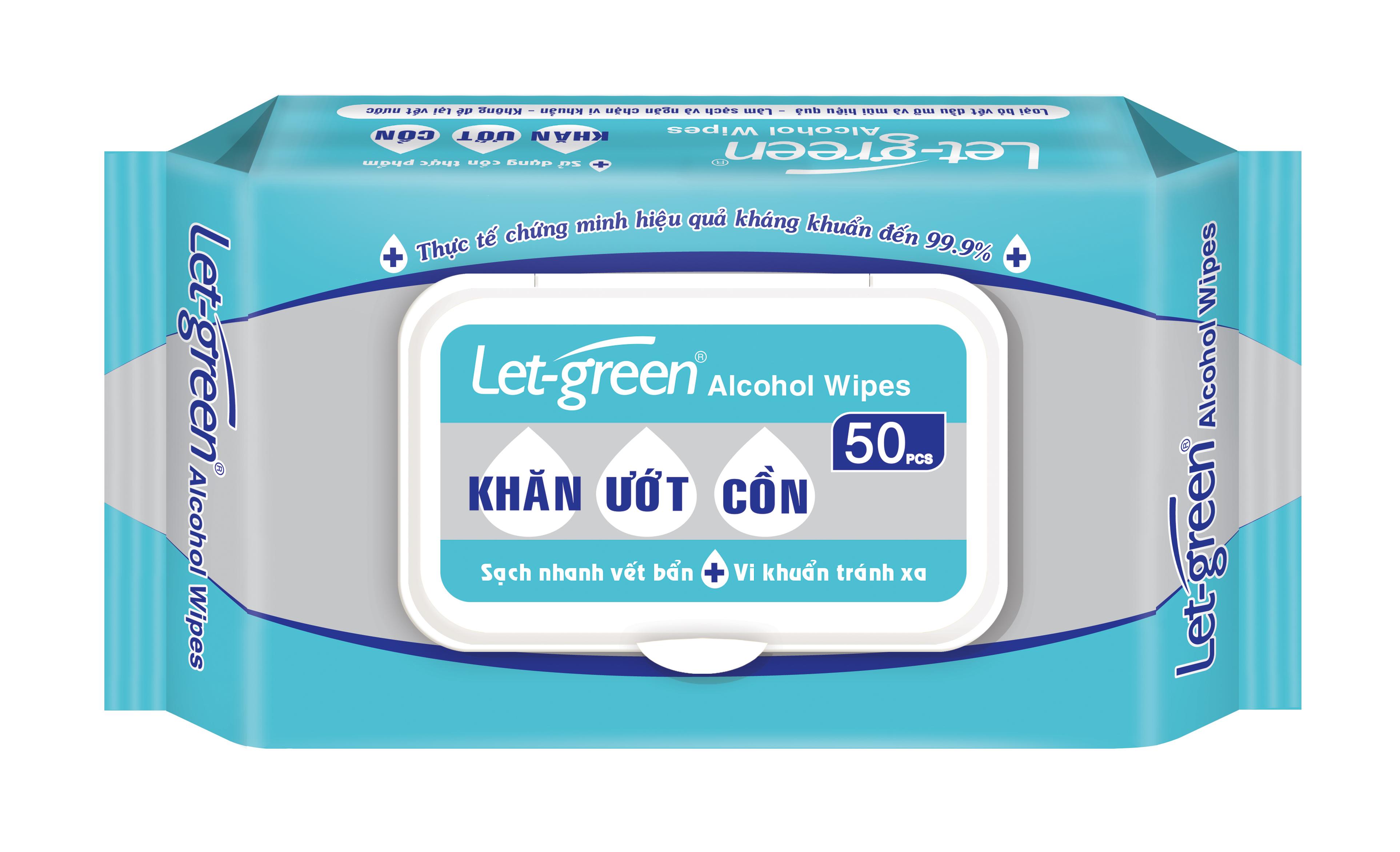 [HCM]Combo 12 bịch khăn Ướt Cồn Let-Green loại 50 miếng
