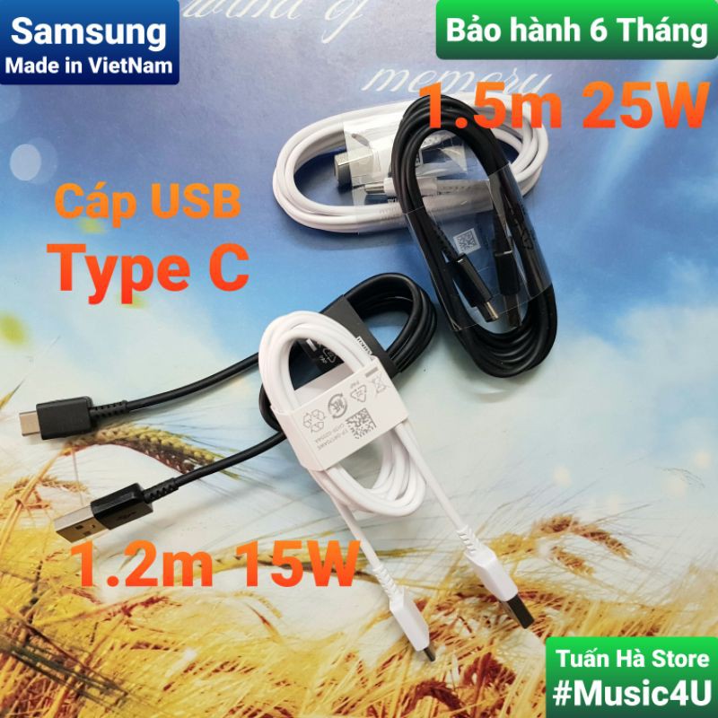 Cáp sạc nhanh Samsung USB Type C 15W và 25W [Music4U]