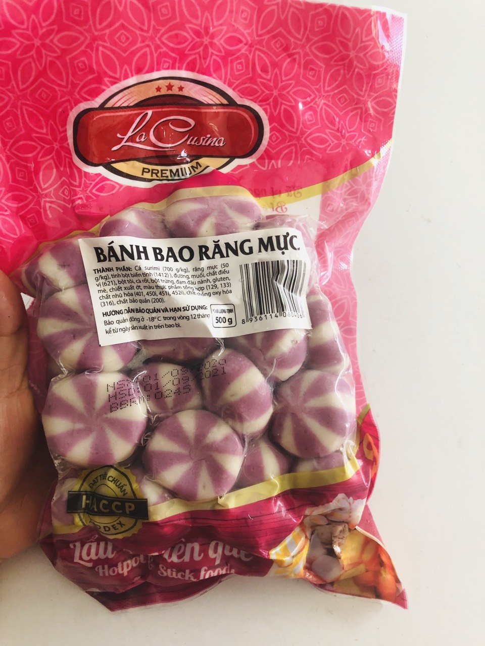 100g bánh bao răng mực Lacusina (màu tím) (6 viên)