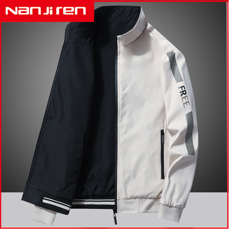 Nanjiren áo khoác hai mặt áo khoác bóng chày phi công dáng rộng thường ngày mùa xuân và mùa thu cho nam áo khoác nam98