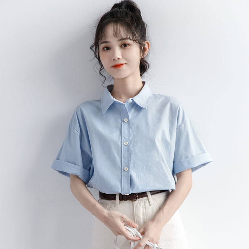 Áo sơ mi nữ ngắn tay đẹp basic thời trang thanh lịch, xinh xắn áo sơ mi trắng đi học giá cực rẻ