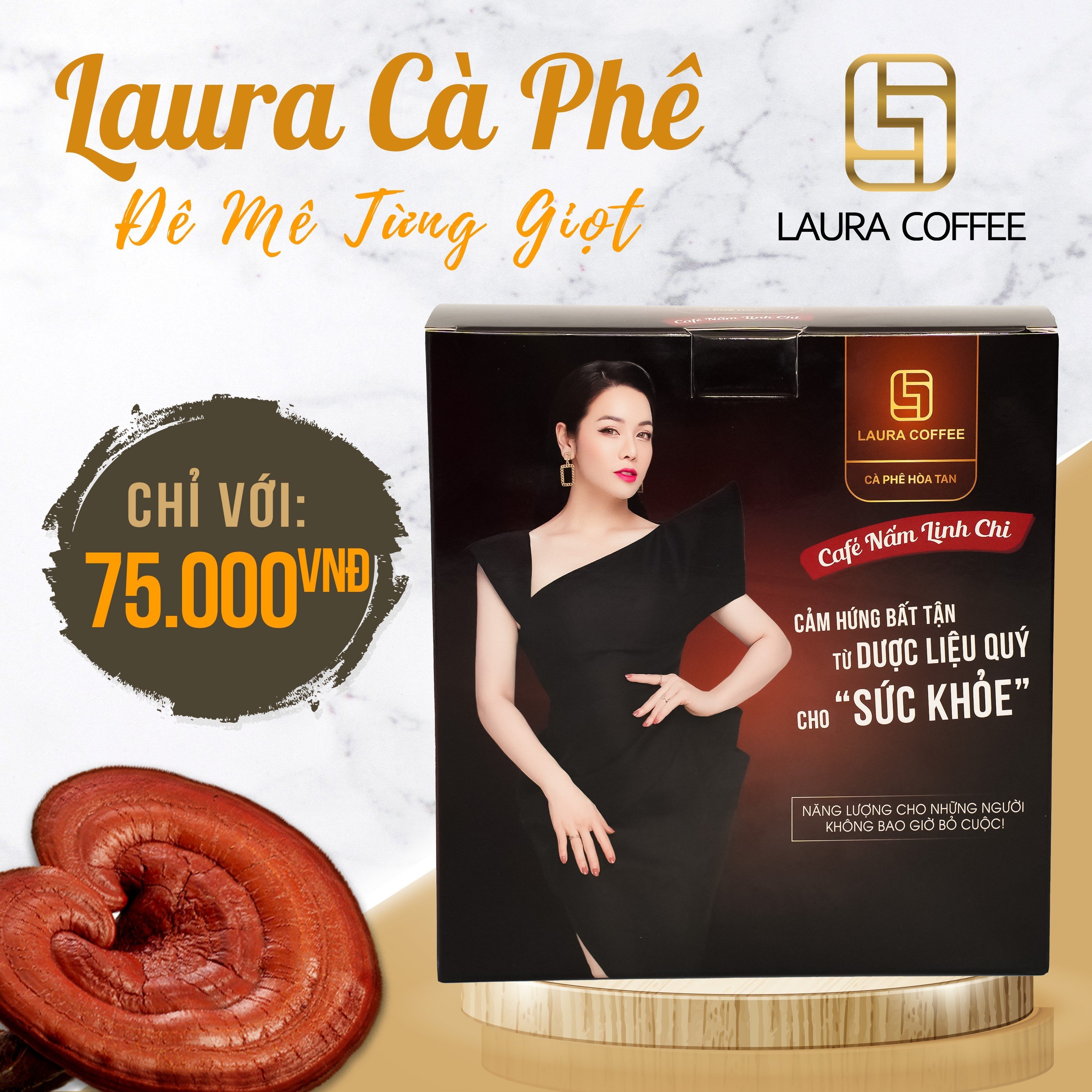 Laura Sunshine 2-Taste Instant Coffee 10 Sachets Box - Caffeine-Free Halal Coffee