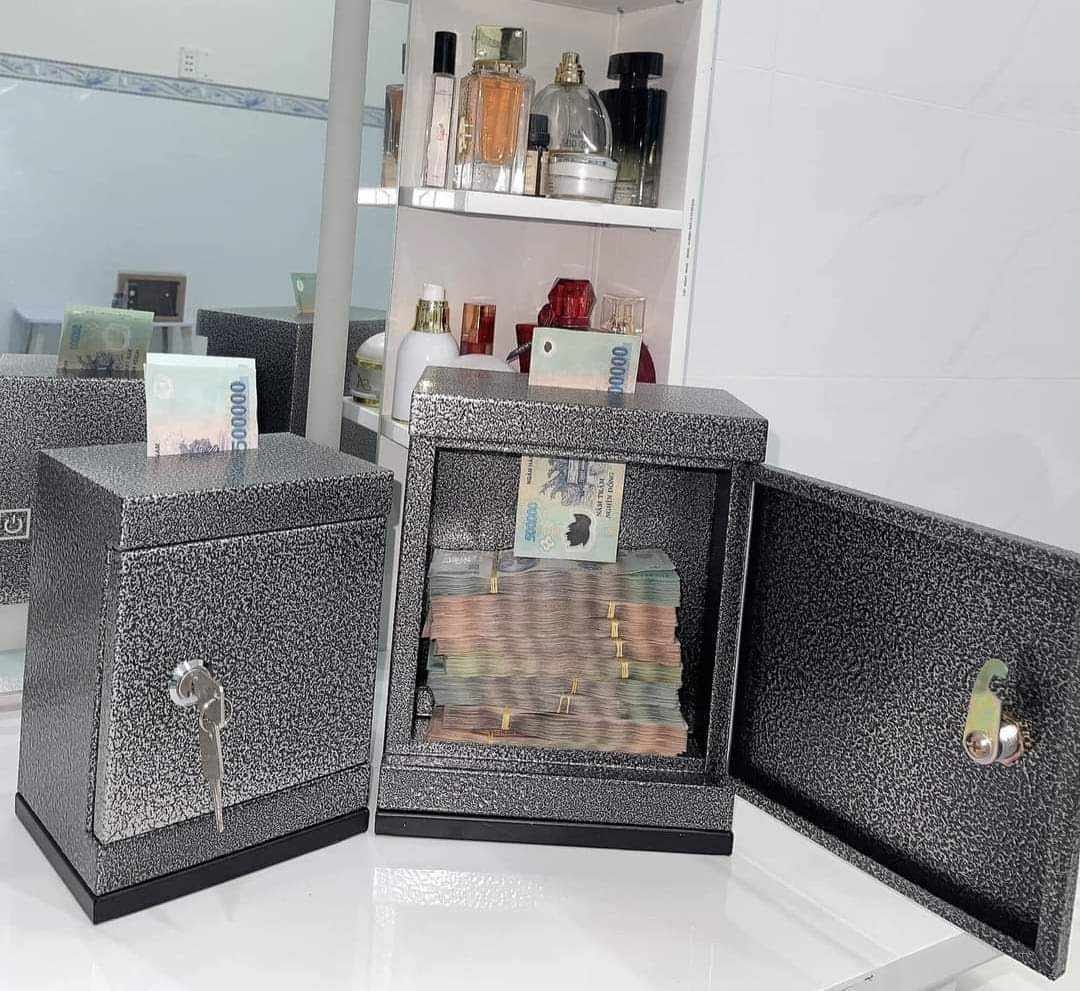Tủ sắt ống heo mini bỏ tiền tiết kiệm nhỏ gọn an toàn