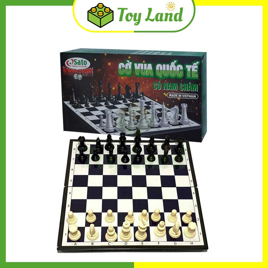 [Sato] Bộ Cờ Vua Trắng Đen Size Lớn Có Nam Châm Loại Cao Cấp Đồ Chơi Trí Tuệ Thể Thao Board Game Cờ Quốc Tế