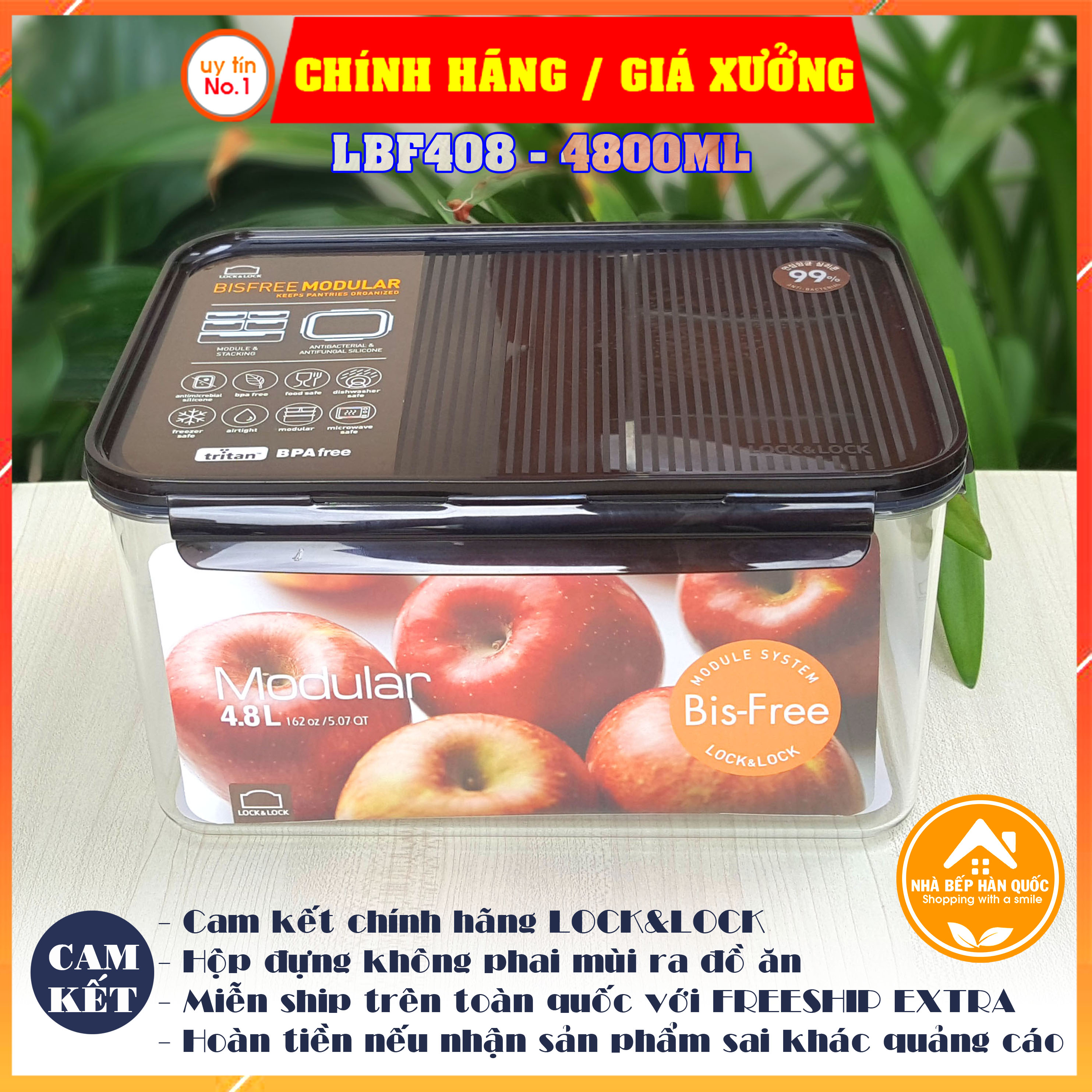 Hộp bảo quản thực phẩm 3500ml &4800ml  Lock&Lock Bisfree Modular - LBF407&LBF408