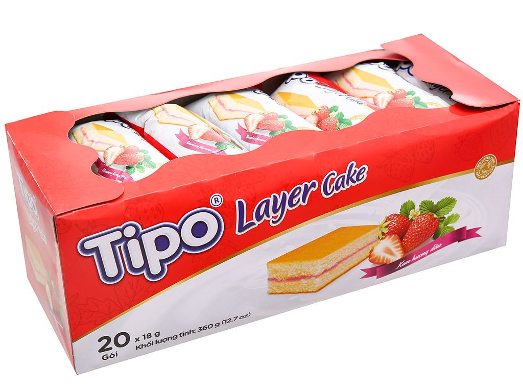 Tipo - bánh bông lan tầng kem hương dâu 360g
