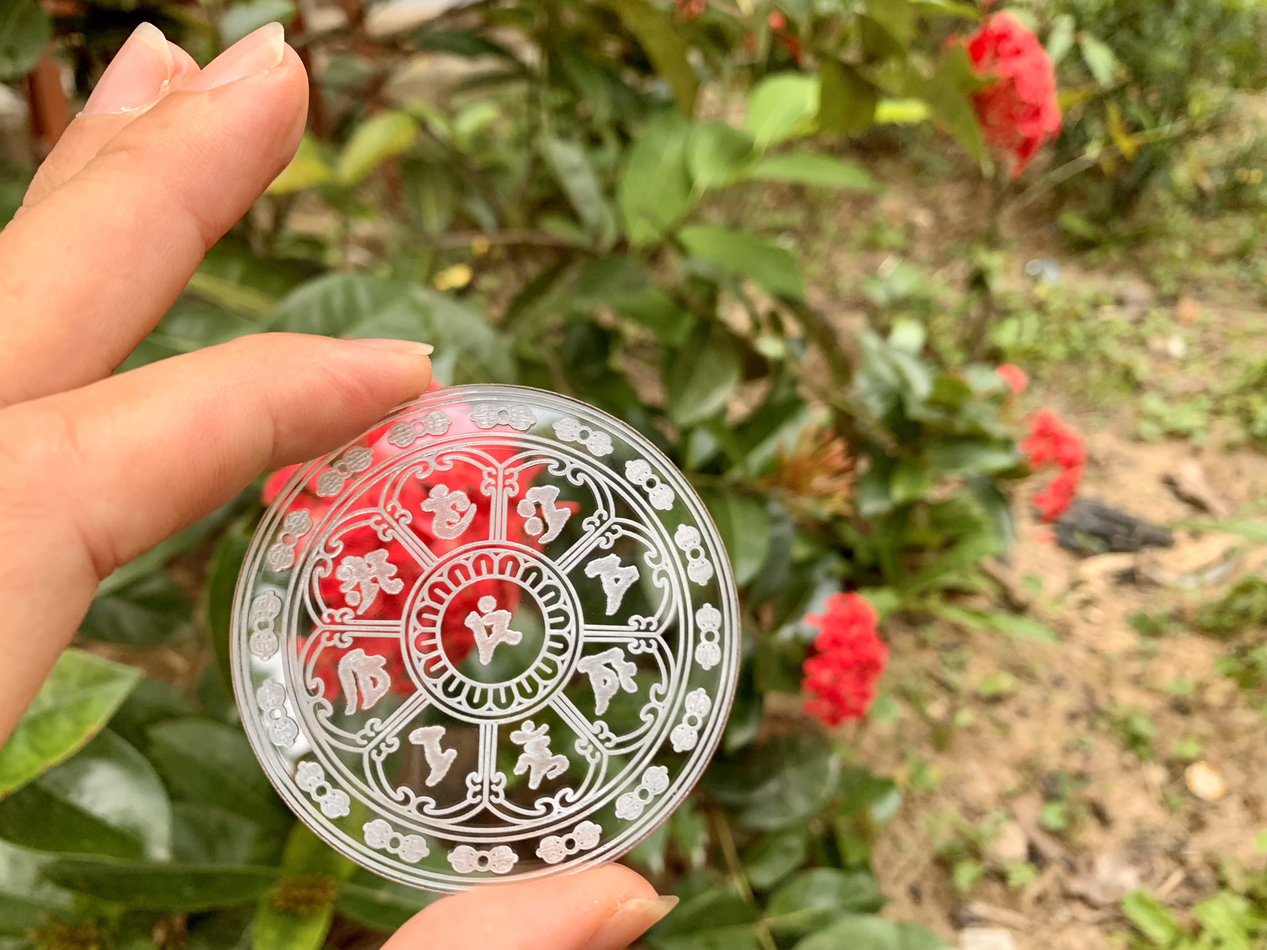 Văn Thù Bát Tự - Khắc Mica