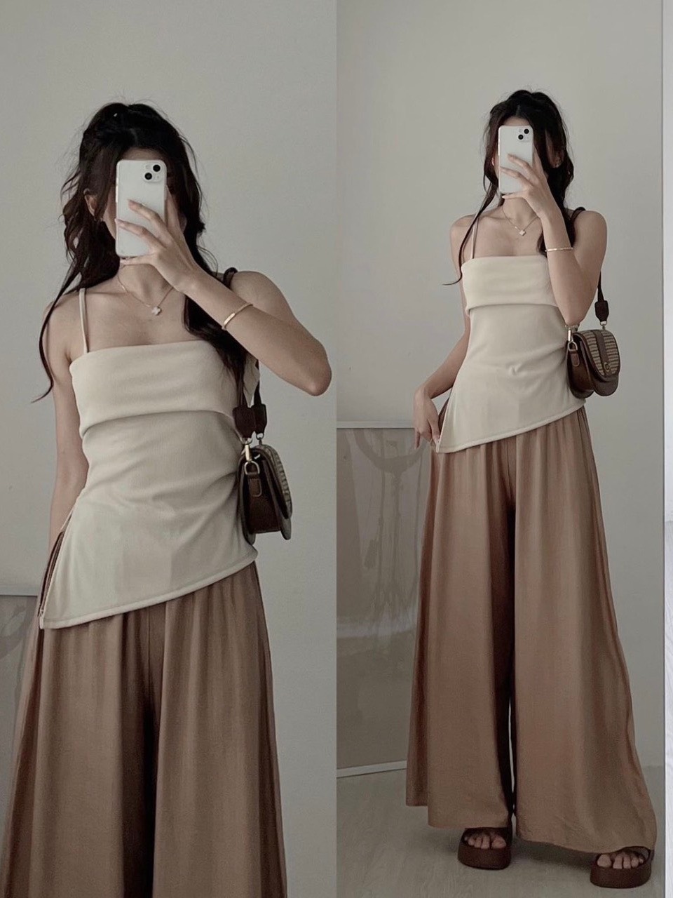 Quần ống rộng chất đũi Linen giả váy mặc tôn dáng mềm mịn mát-XMTĐ-Mã 821D
