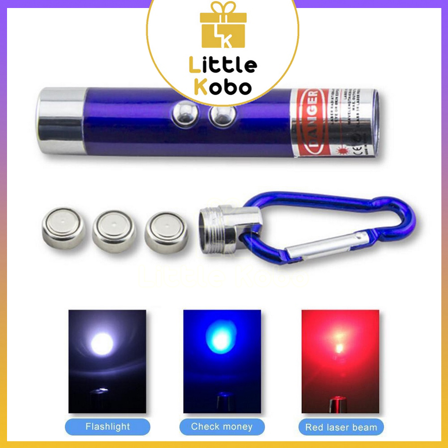 Đèn Pin Mini Lazer 3in1 Đèn Led Đèn Tím Soi Tiền Móc Khóa Vỏ Nhôm Dụng Cụ Thuyết Trình Đồ Chơi Trẻ Em