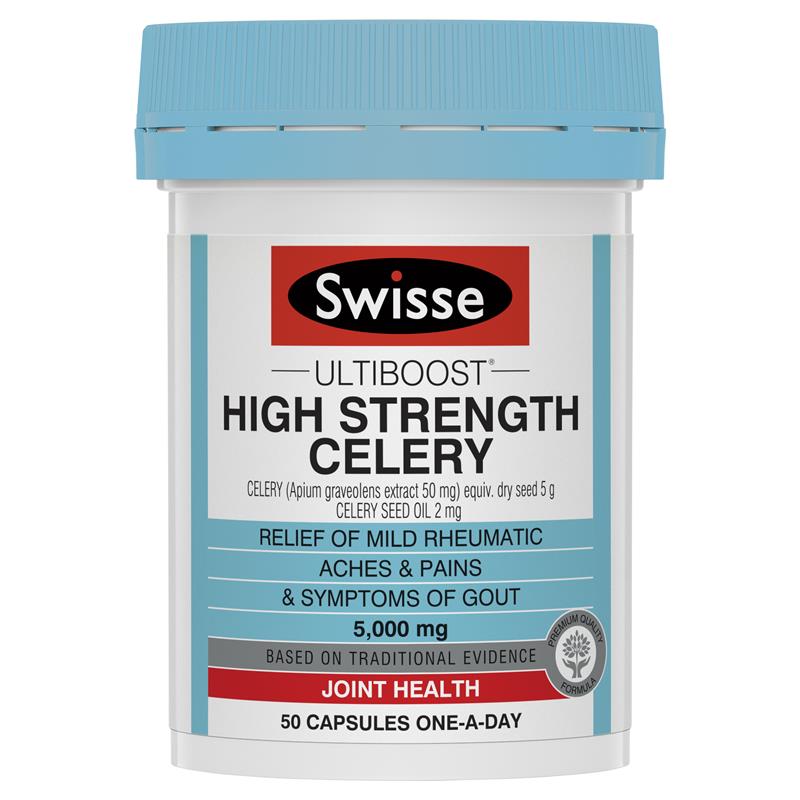 Hỗ trợ giảm gút swisse ultiboost high strength celery 5000 mg 50 caps
