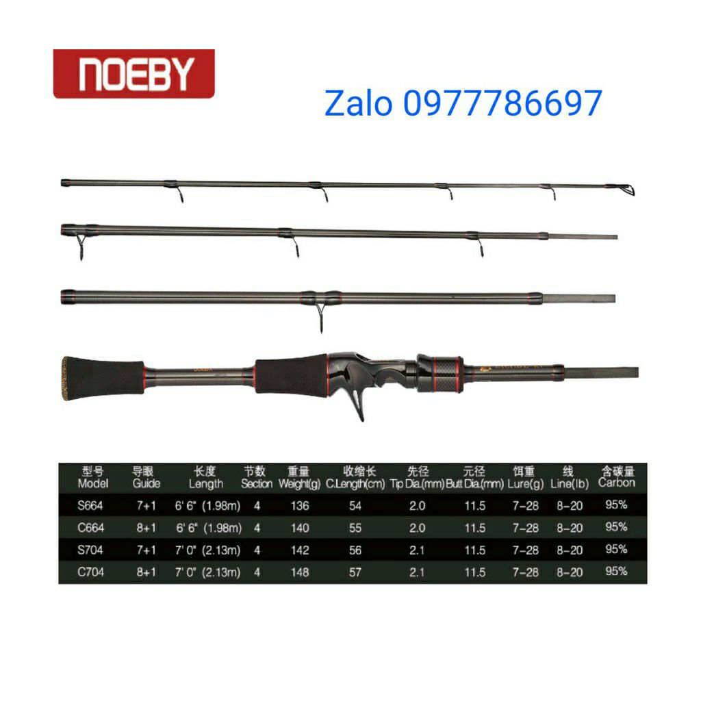 Cần lure 4 khúc noeby k4 chính hãng