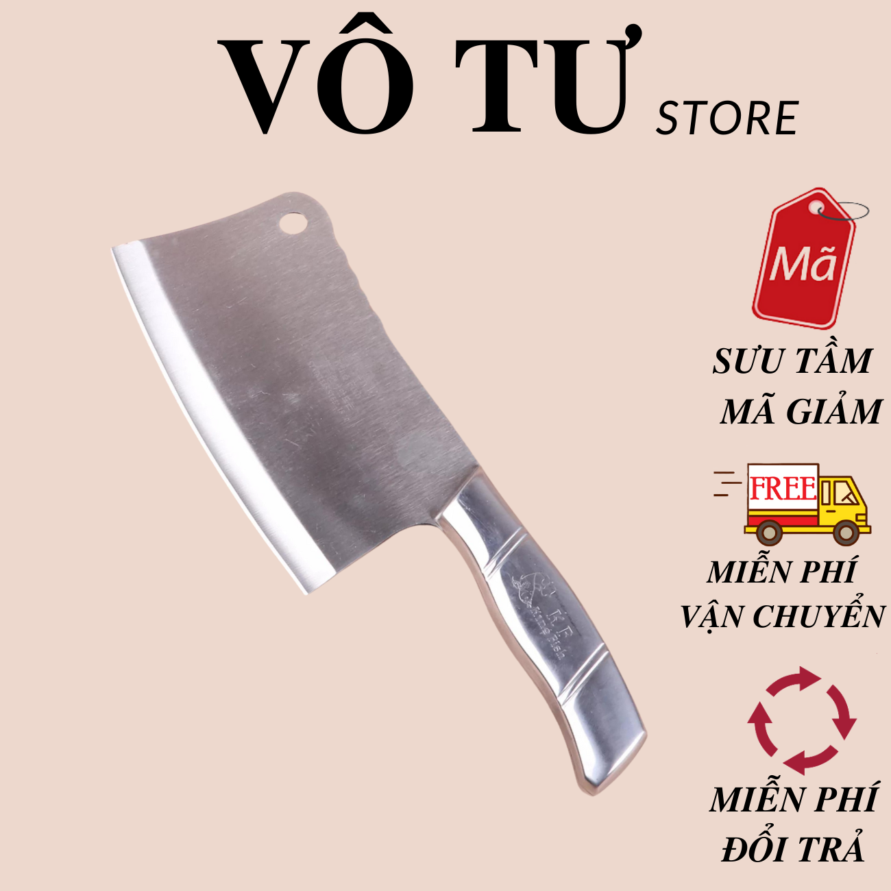 [HCM]Dao Inox Làm Bếp KITCHEN KINFE Dùng chặt xương - Sản xuất theo tiêu chuẩn Nhật Bản - Chặt chém siêu bén