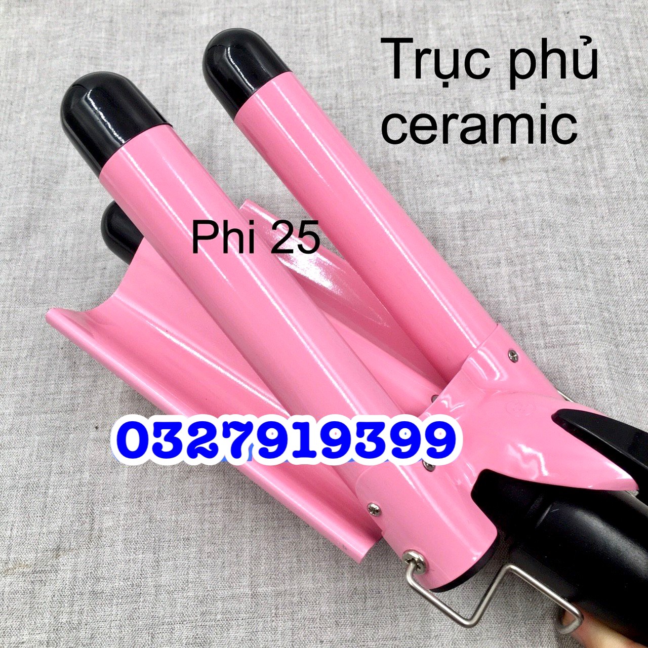 Máy uốn tóc 3 trục HE-19, bấm sóng hippie, chiều dài 25mm, công suất 98W, nhiệt độ 180-210°C, thiết kế 3 ống tạo sóng, ceramic trơn, dễ dàng điều chỉnh nhiệt độ, lý tưởng cho kiểu tóc xoăn lượn sóng.