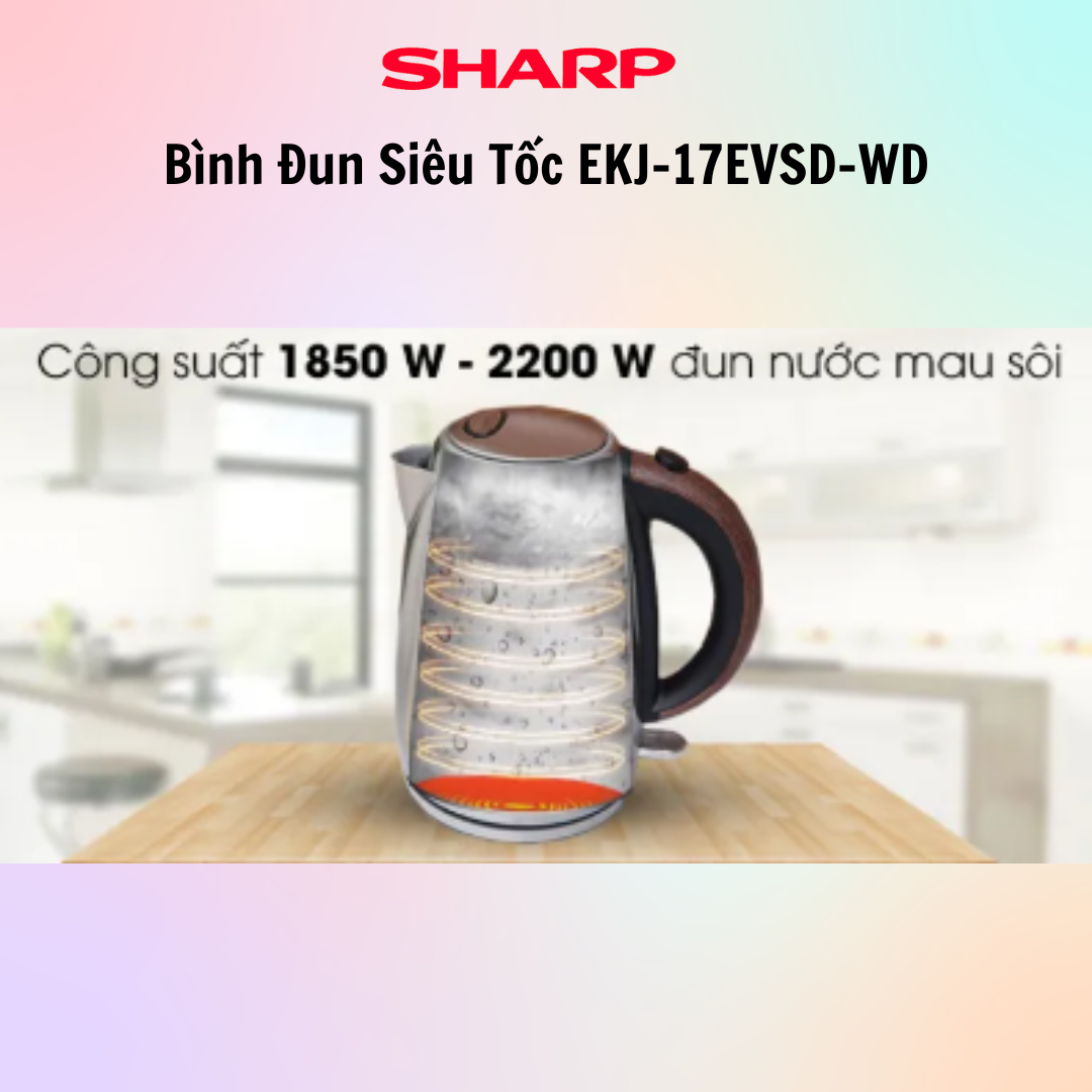 Bình Đun Siêu Tốc SHARP EKJ-17EVPS-BK- Hàng Chính Hãng