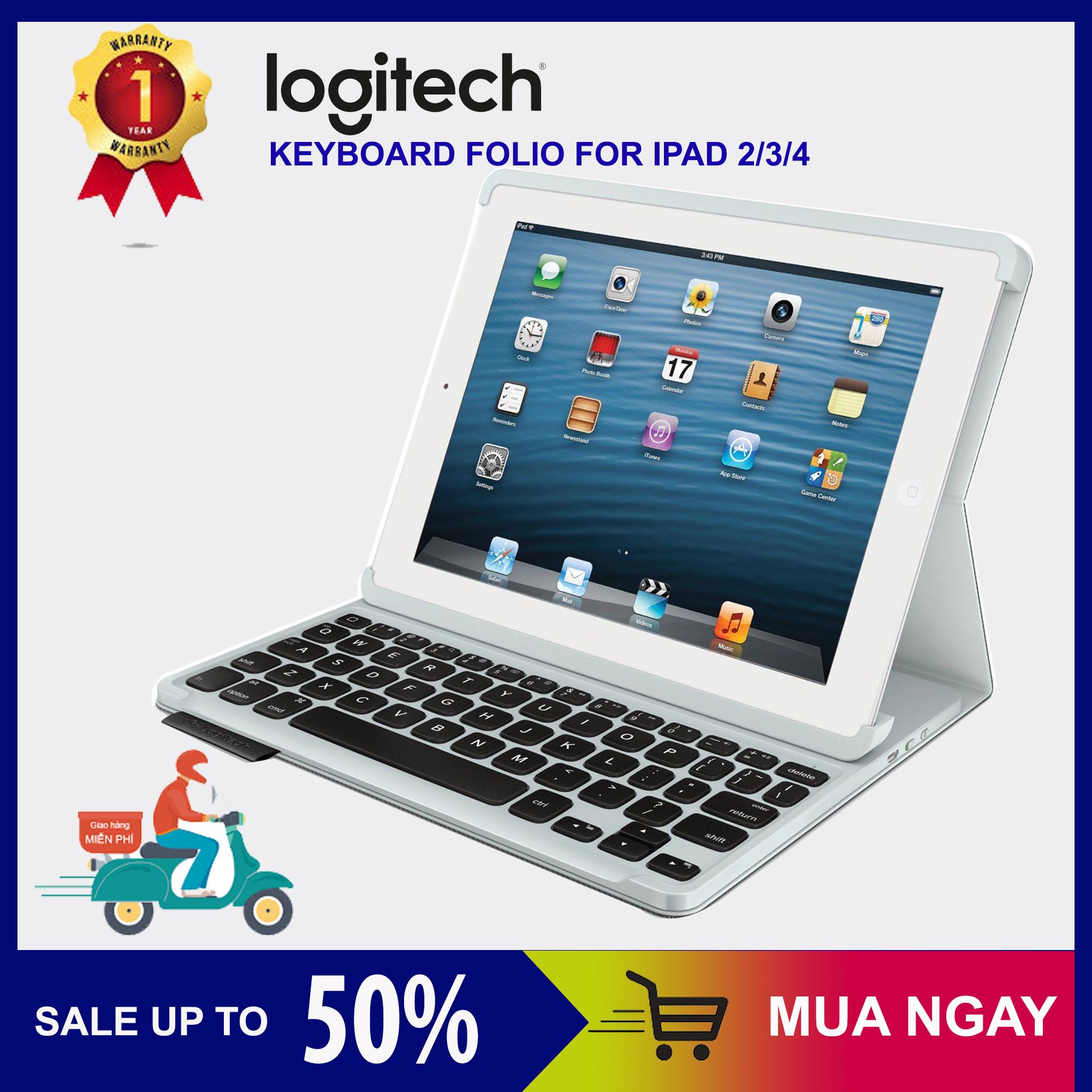 Bàn phím Bluetooth kiêm bao da Logitech Folio dành cho iPad 4 (Đen - Trắng)